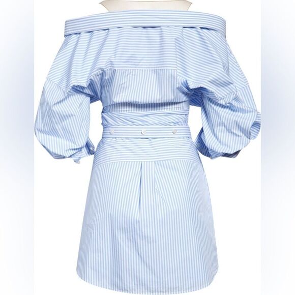 Alexander Wang Wrap Mini Pink White Shirt Dress Striped Size 0 - Picture 5 of 11